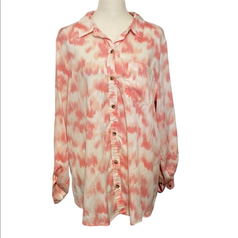 NEW DIRECTIONS brushed tie dye button down shirt